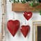 Red Metal Heart Tibetan Inspired Indoor Outdoor Decorative Bells with Jute Hanging Rope